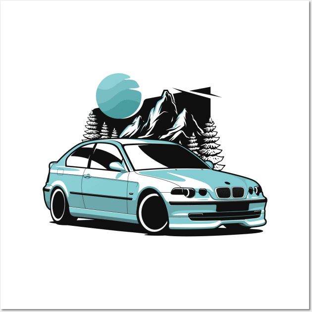 MInt Green E46 Compact Mountains Wall Art by KaroCars